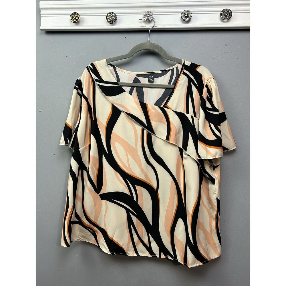 Shein Curve Asymmetrical Tunic Blouse Womens Plus size 2X tan Artsy Light